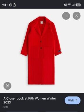 Kith Womens Red Long Coat